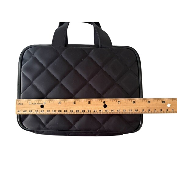 Mary Kay 3pc Quilted Makeup Black Travel Bag Removable Mesh Bag Zippered Set - Picture 9 of 12